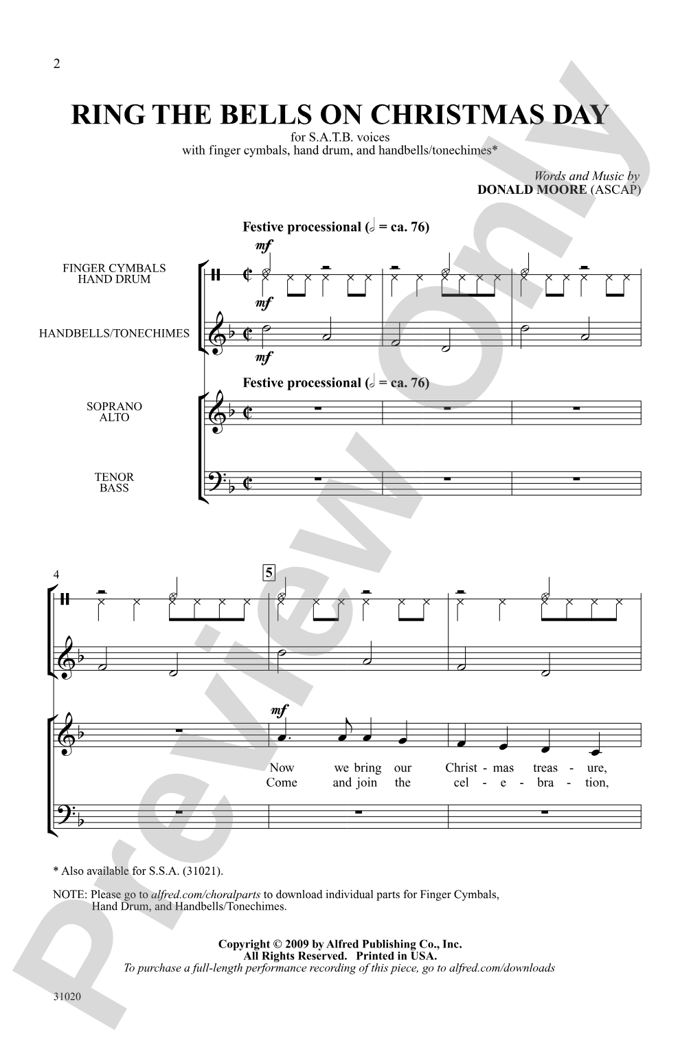 Ring the Bells on Christmas Day: SATB Choral Octavo