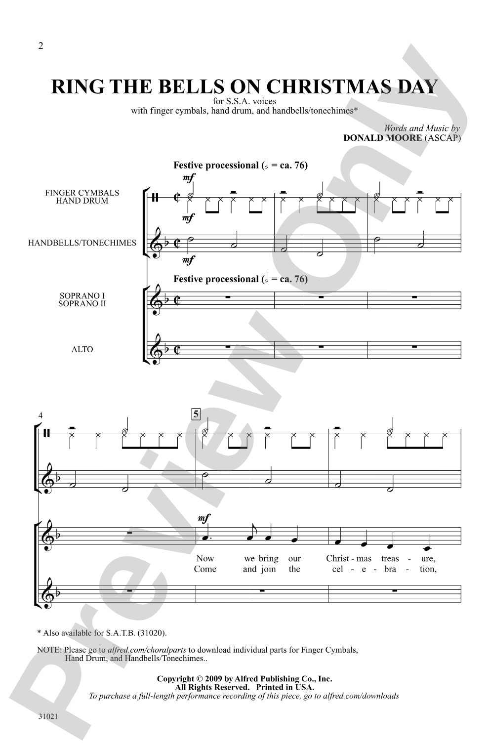 Ring the Bells on Christmas Day: SSA Choral Octavo