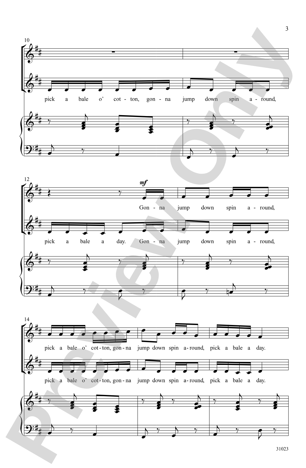 Pick a Bale o' Cotton: 2-Part Choral Octavo