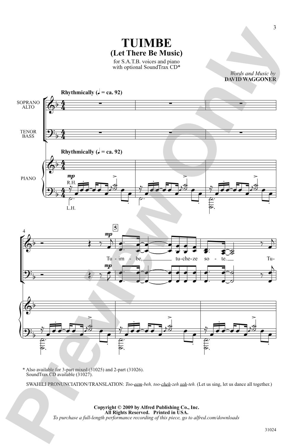 Tuimbe (Let There Be Music): SATB Choral Octavo