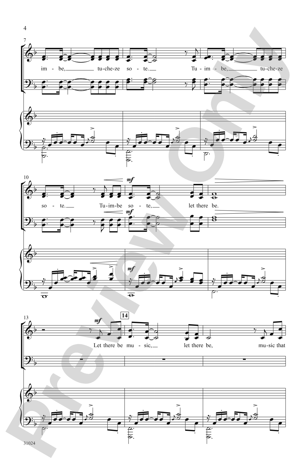 Tuimbe (Let There Be Music): SATB Choral Octavo