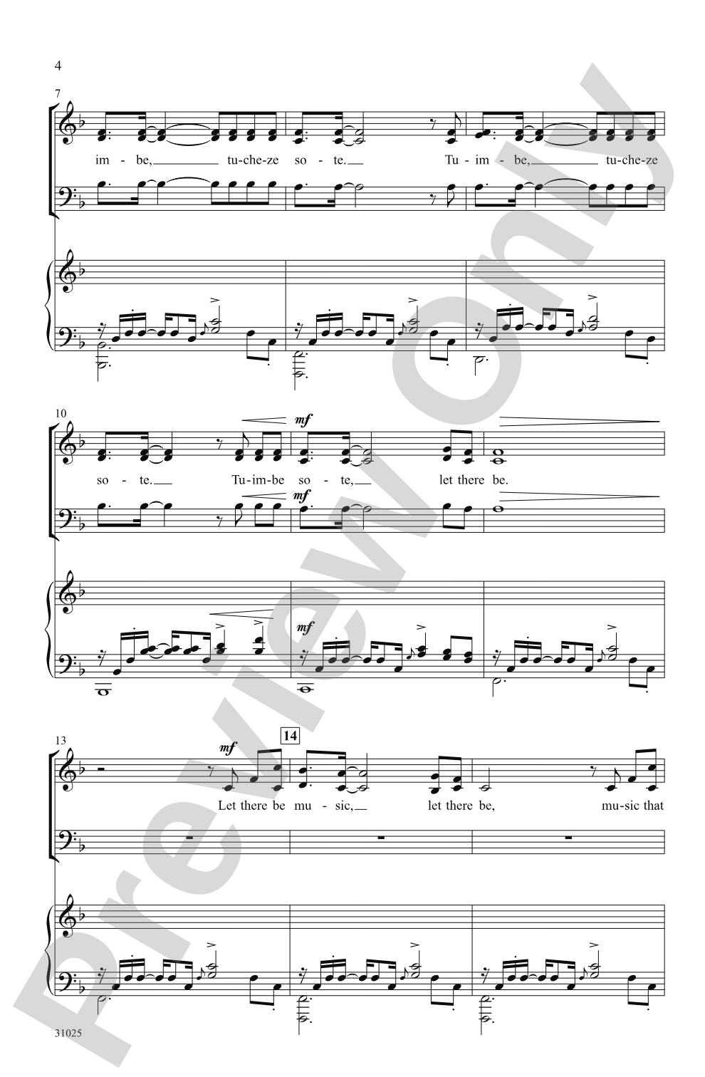 Tuimbe (Let There Be Music): 3-Part Choral Octavo