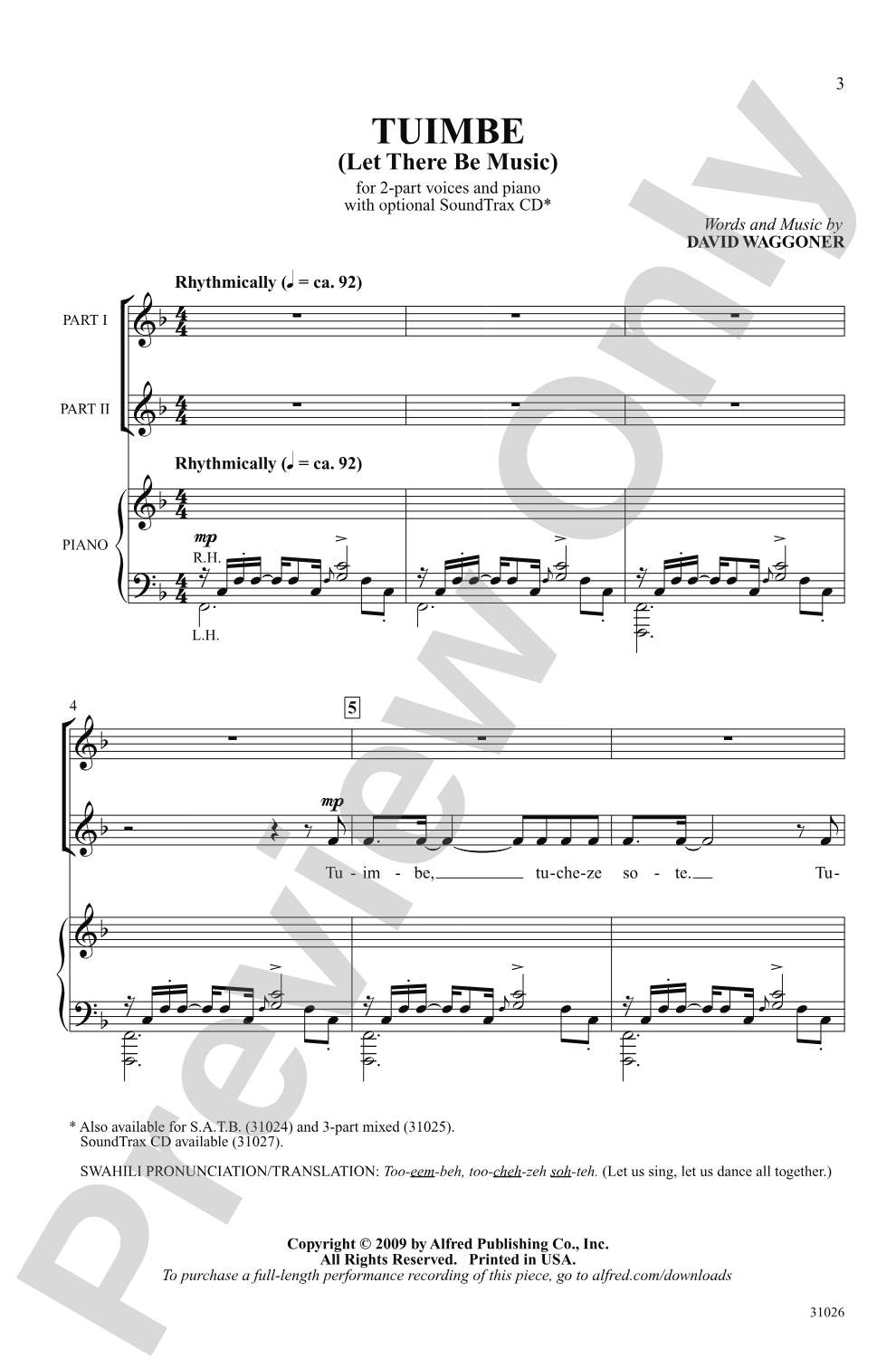 Tuimbe (Let There Be Music): 2-Part Choral Octavo