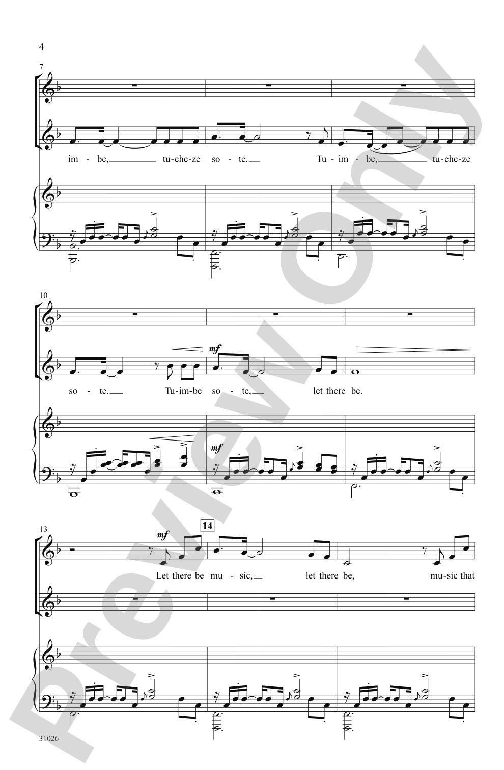 Tuimbe (Let There Be Music): 2-Part Choral Octavo