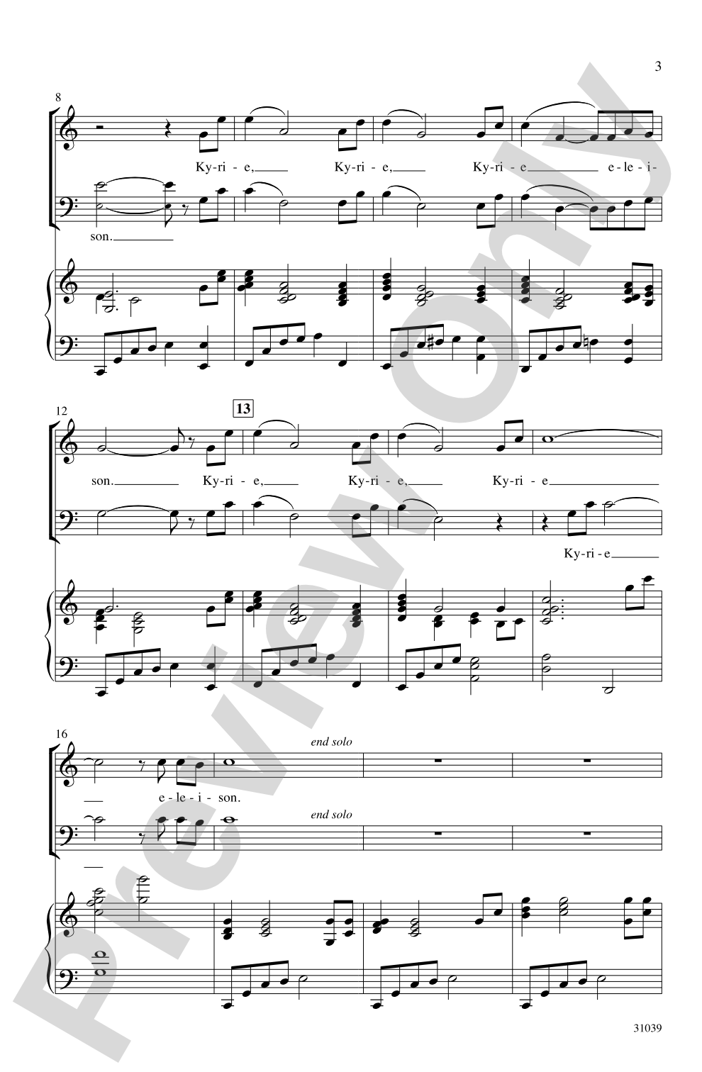 Kyrie: SAB Choral Octavo