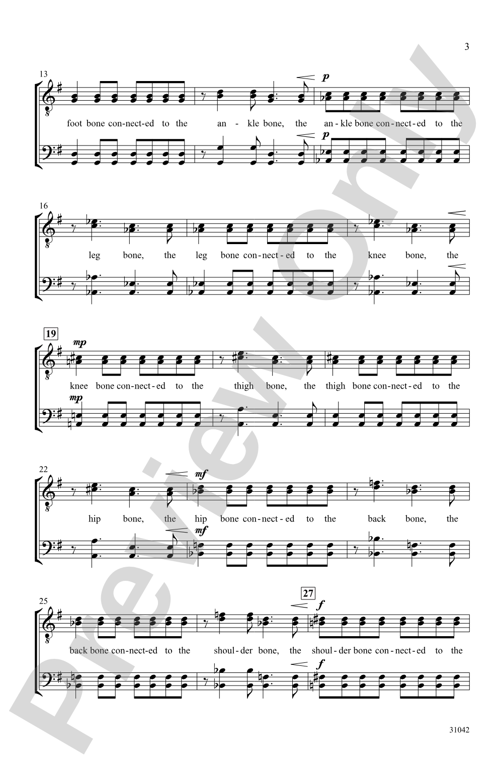 Dry Bones: TTBB, <i>a cappella</i> Choral Octavo