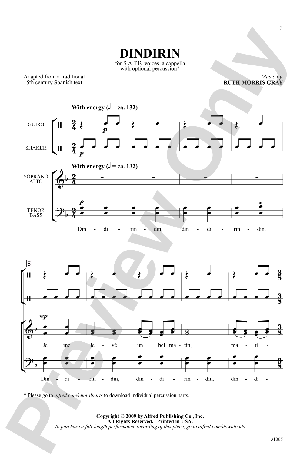 Dindirin: SATB <i>a cappella</i> Choral Octavo