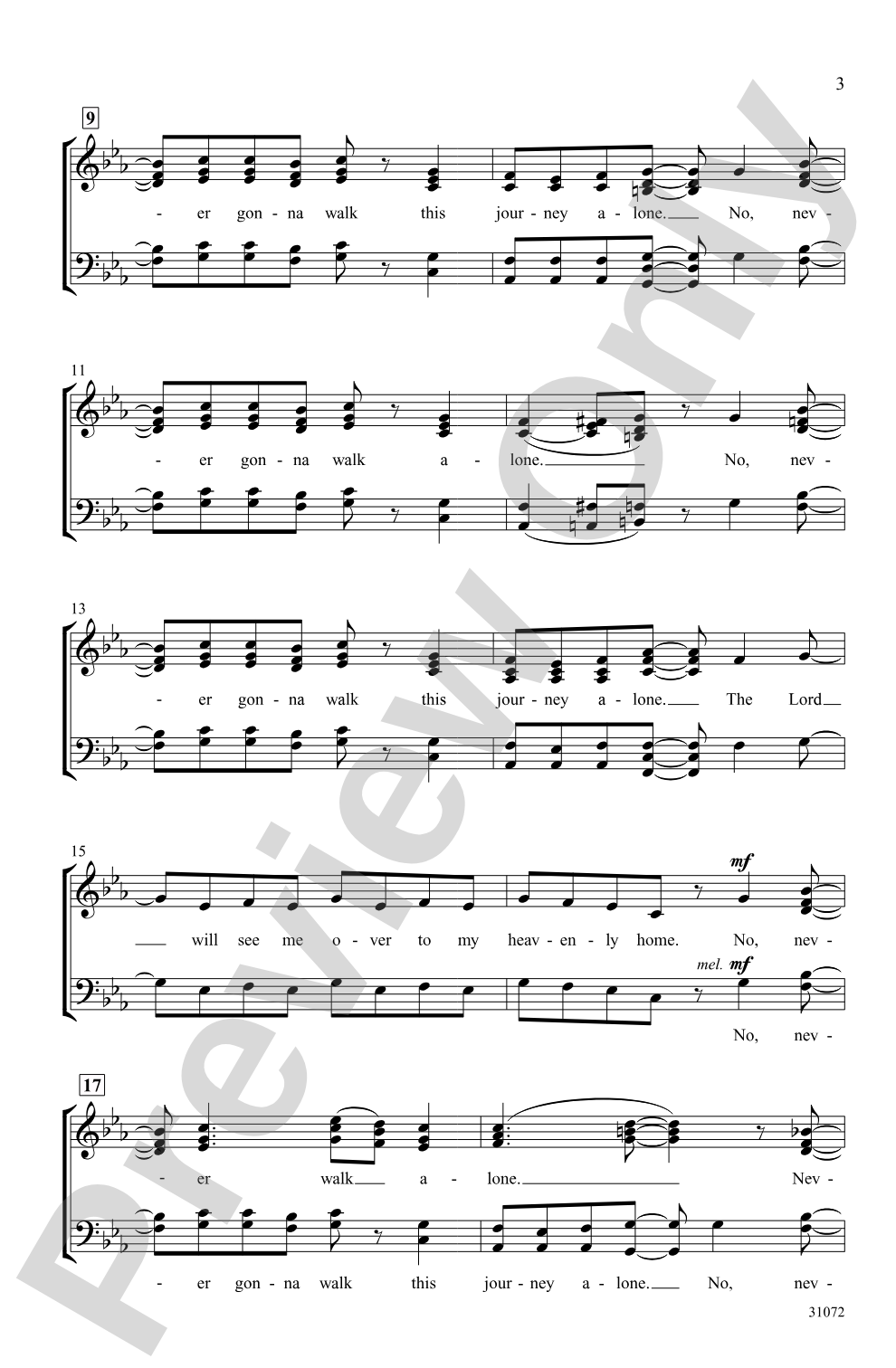 Never Gonna Walk This Journey Alone: SATB, <i>a cappella</i> Choral Octavo