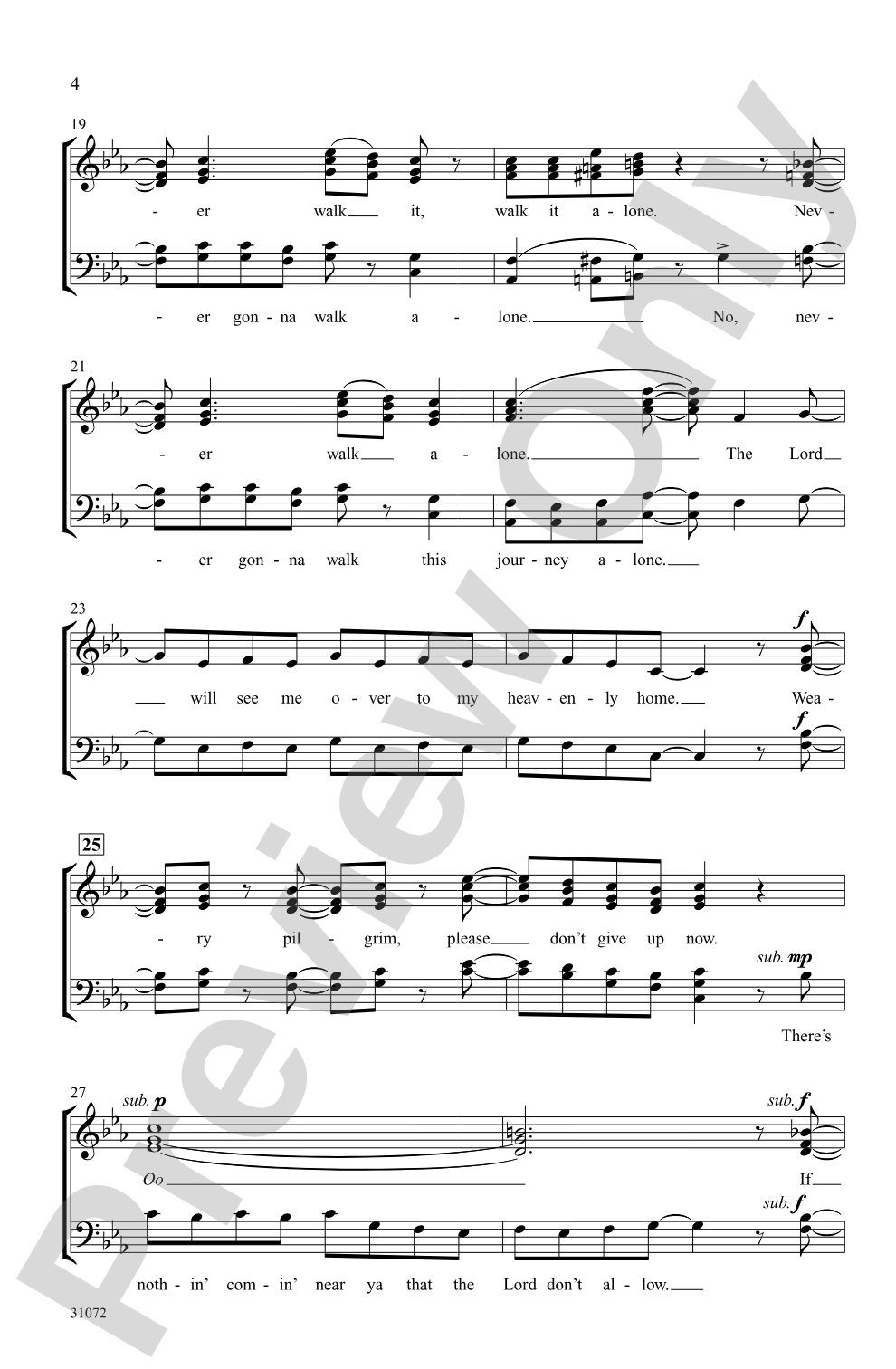 Never Gonna Walk This Journey Alone: SATB, <i>a cappella</i> Choral Octavo