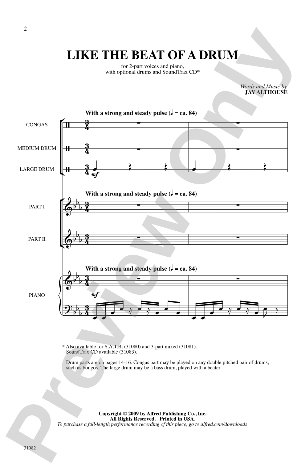 Like the Beat of a Drum: 2-Part Choral Octavo