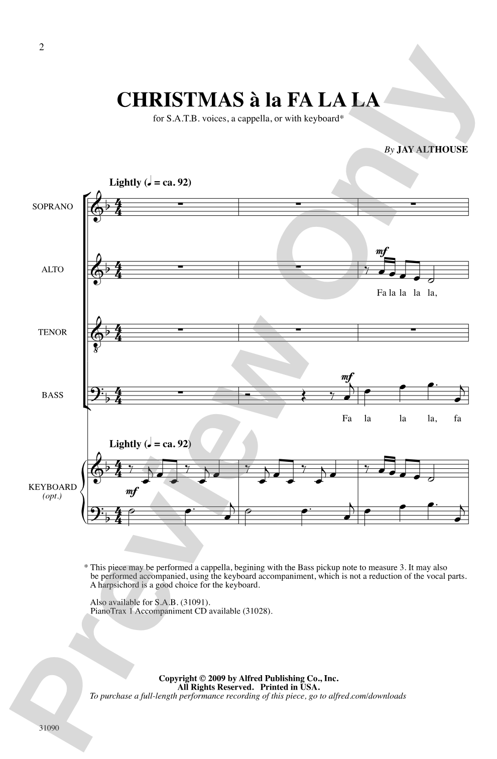 Christmas a la Fa La La: SATB <i>a cappella</i> Choral Octavo