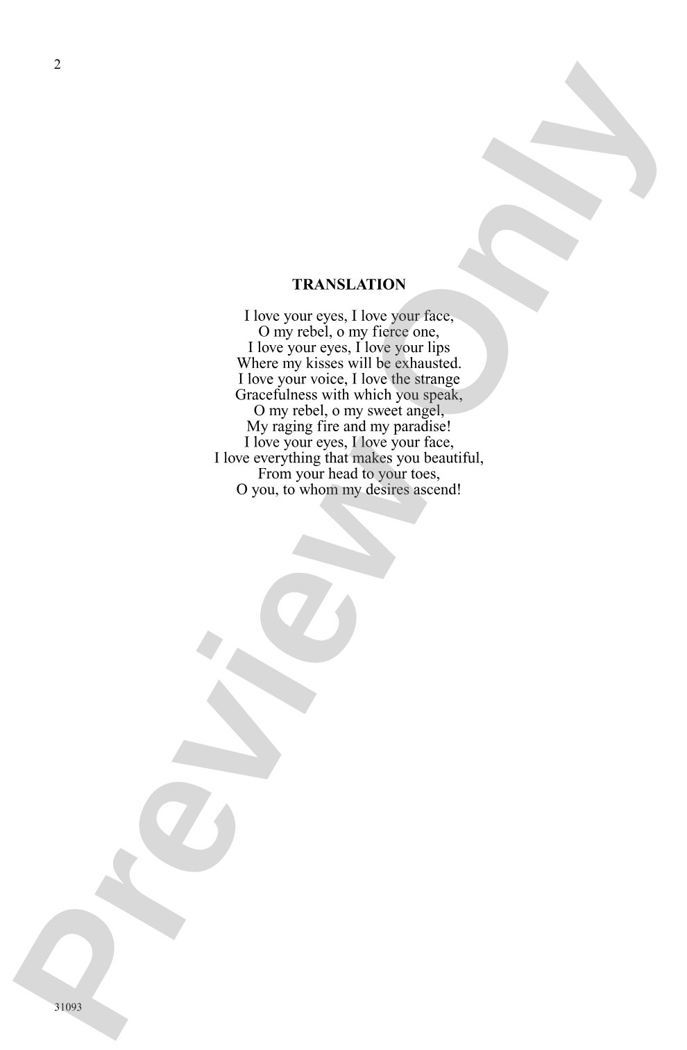 Chanson d'Amour: SSAA Choral Octavo