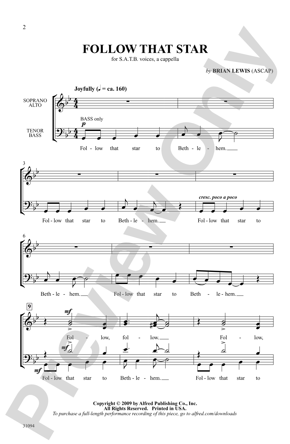 Follow That Star: SATB <i>a cappella</i> Choral Octavo