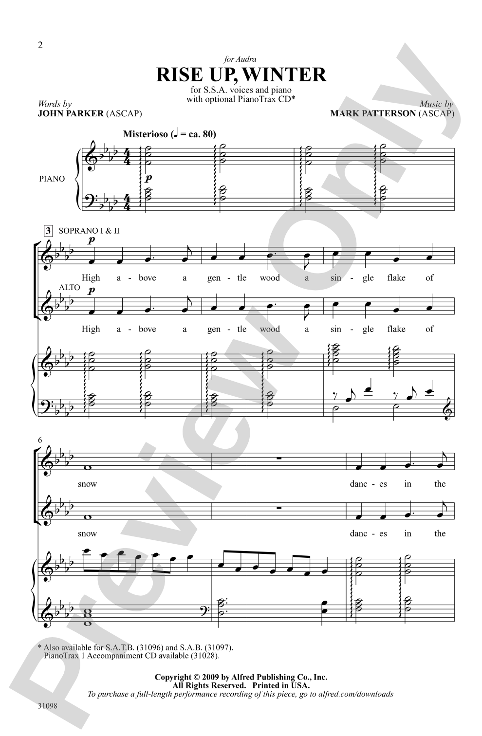 Rise Up, Winter: SSA Choral Octavo