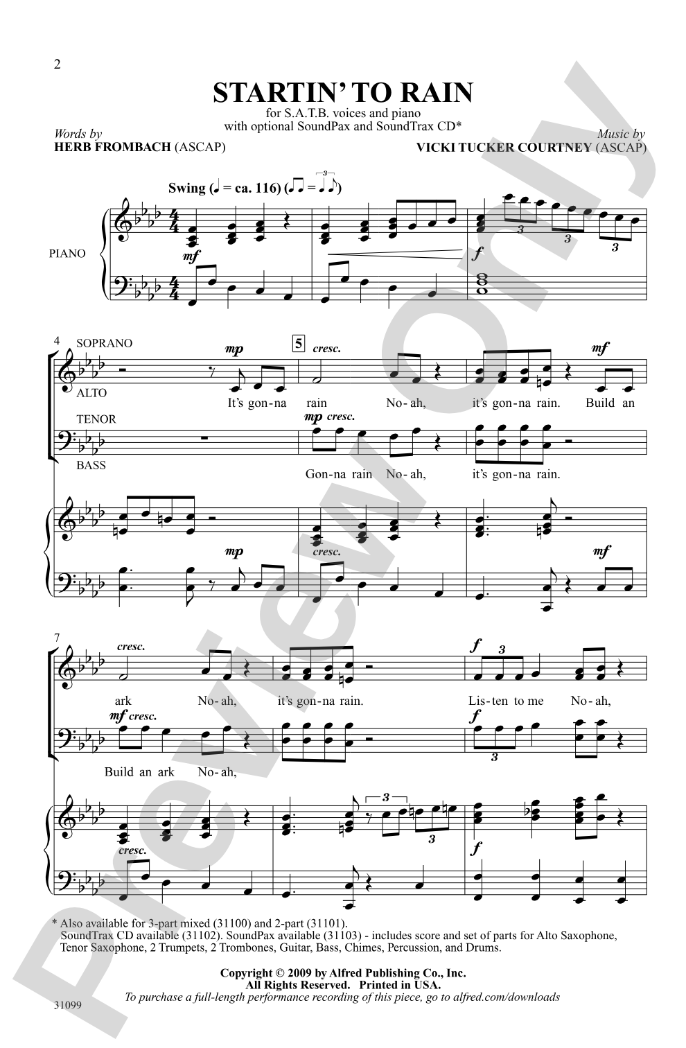 Startin' to Rain: SATB Choral Octavo