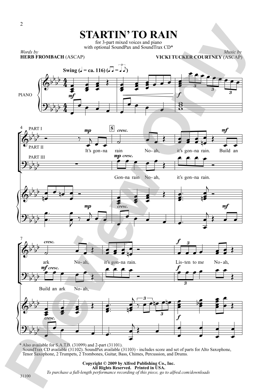 Startin' to Rain: 3-Part Mixed Choral Octavo