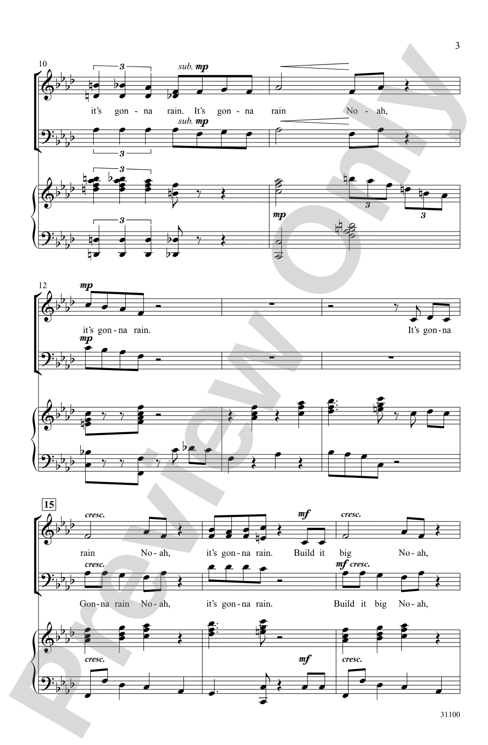 Startin' to Rain: 3-Part Mixed Choral Octavo