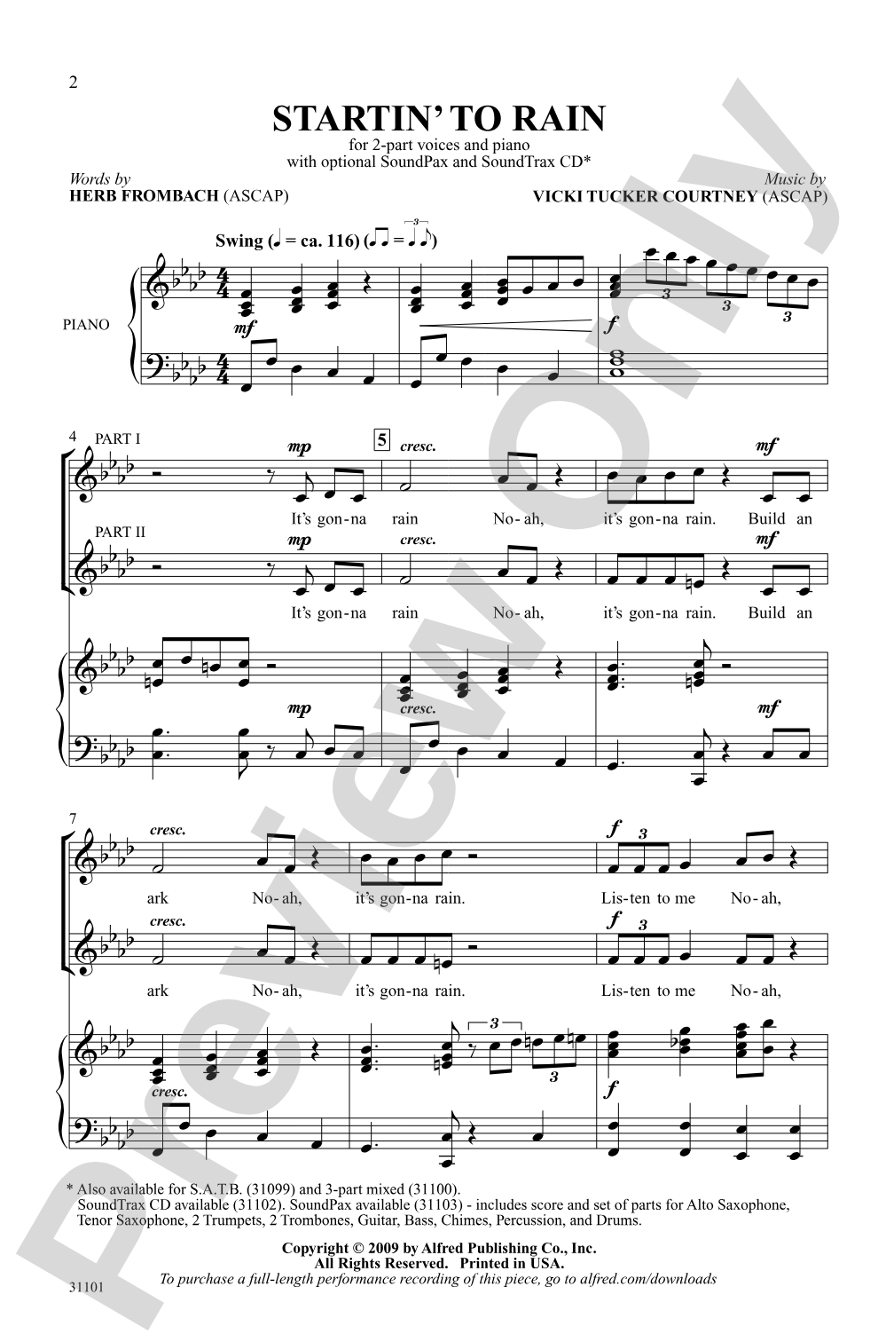 Startin' to Rain: 2-Part Choral Octavo
