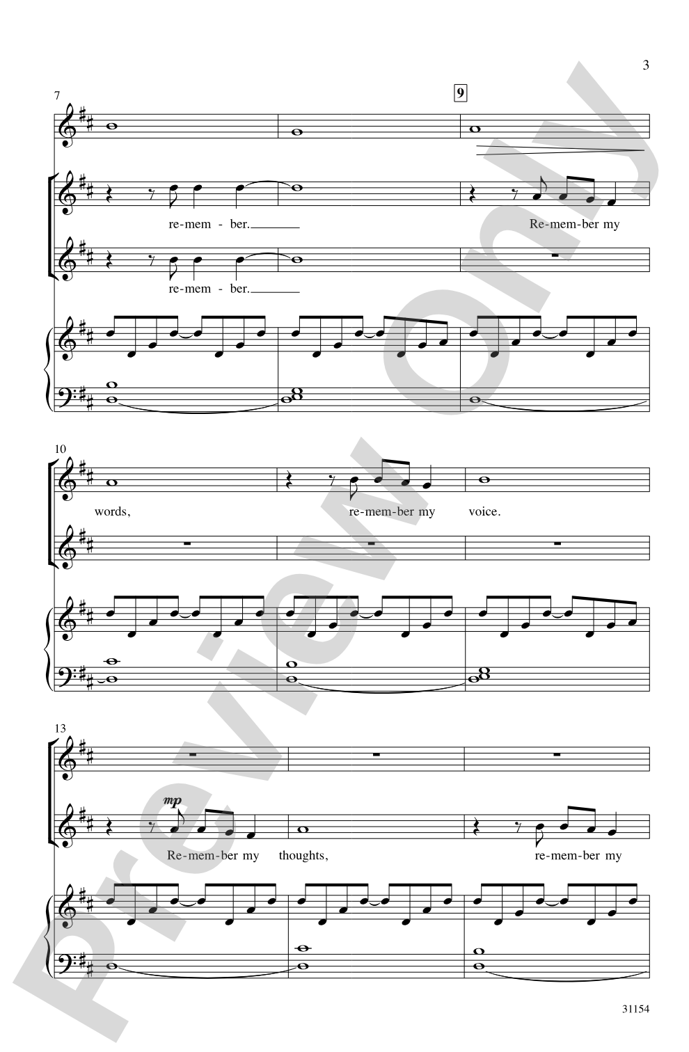 Remember My Song: SSA Choral Octavo