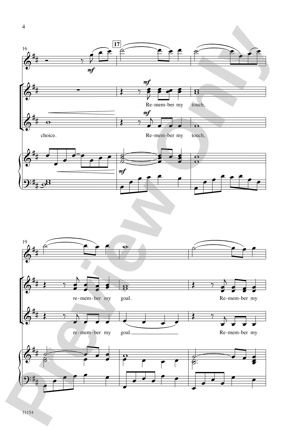 Remember My Song: SSA Choral Octavo