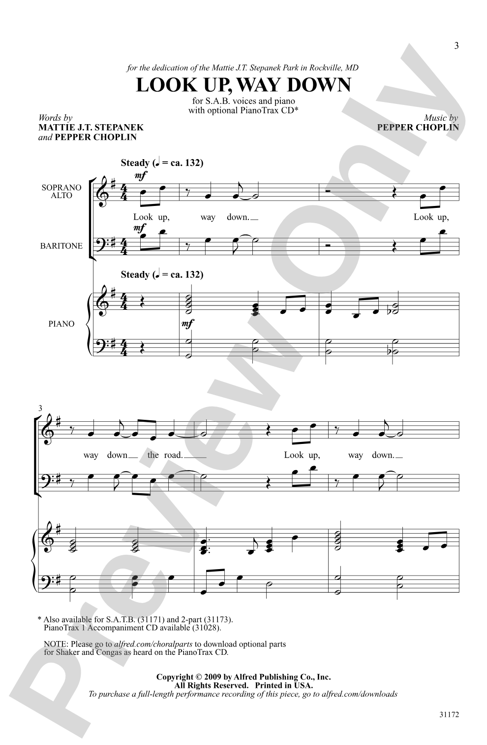 Look Up, Way Down: SAB Choral Octavo