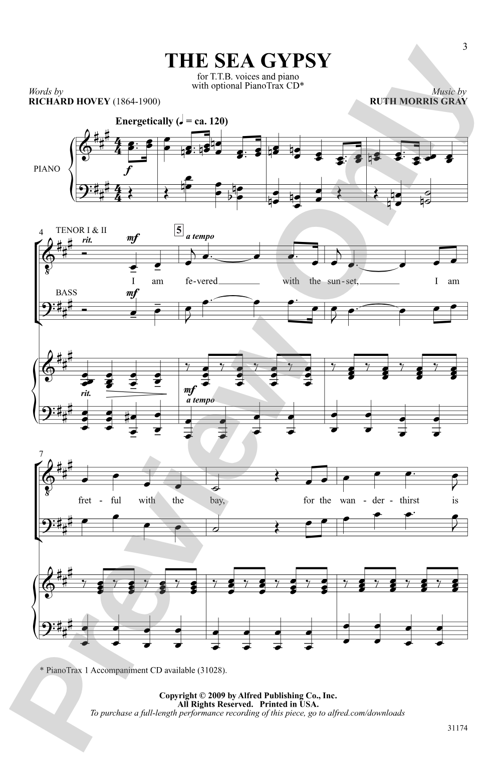 The Sea Gypsy: TTB Choral Octavo