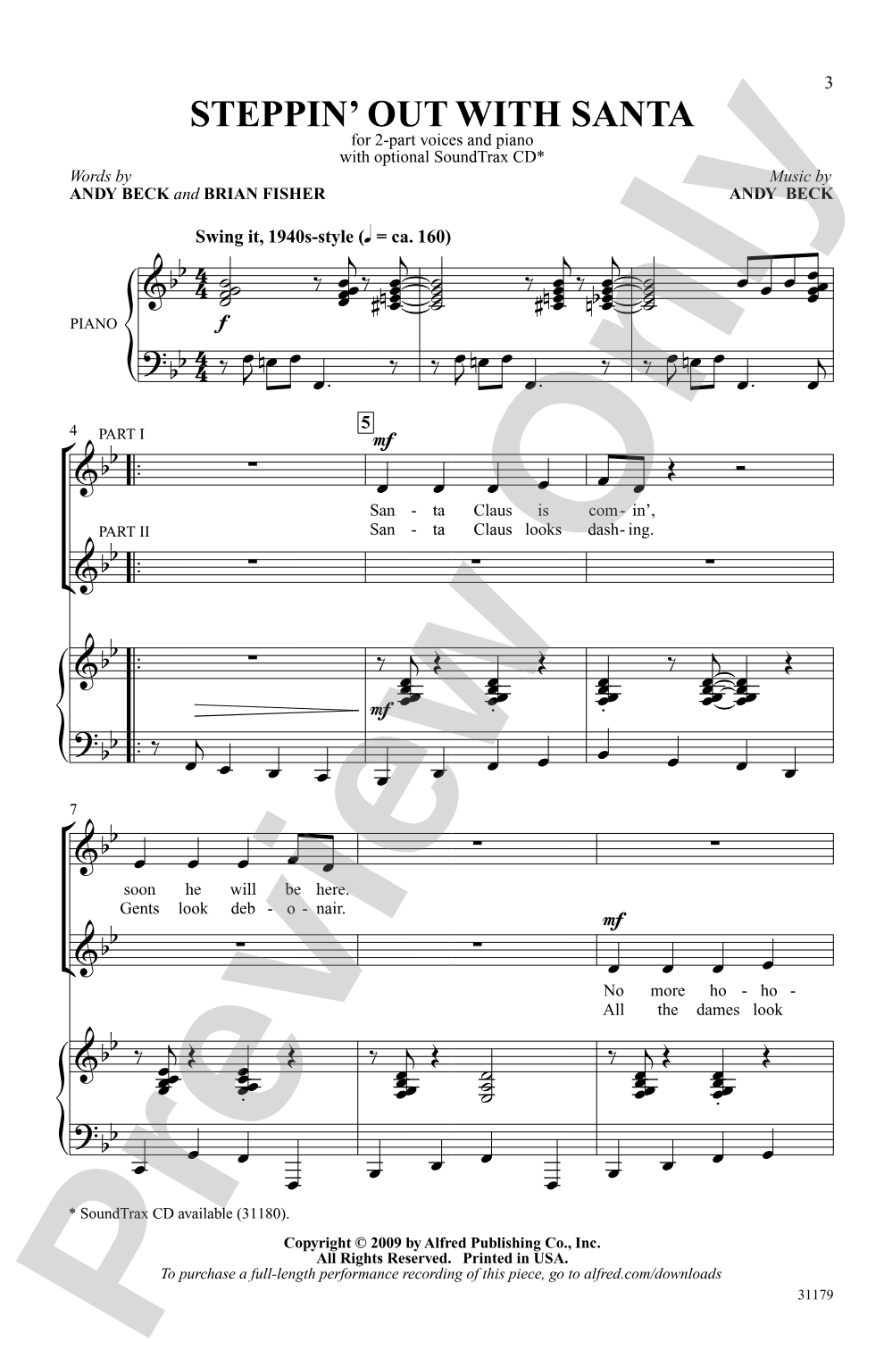 Steppin' Out with Santa: 2-Part Choral Octavo