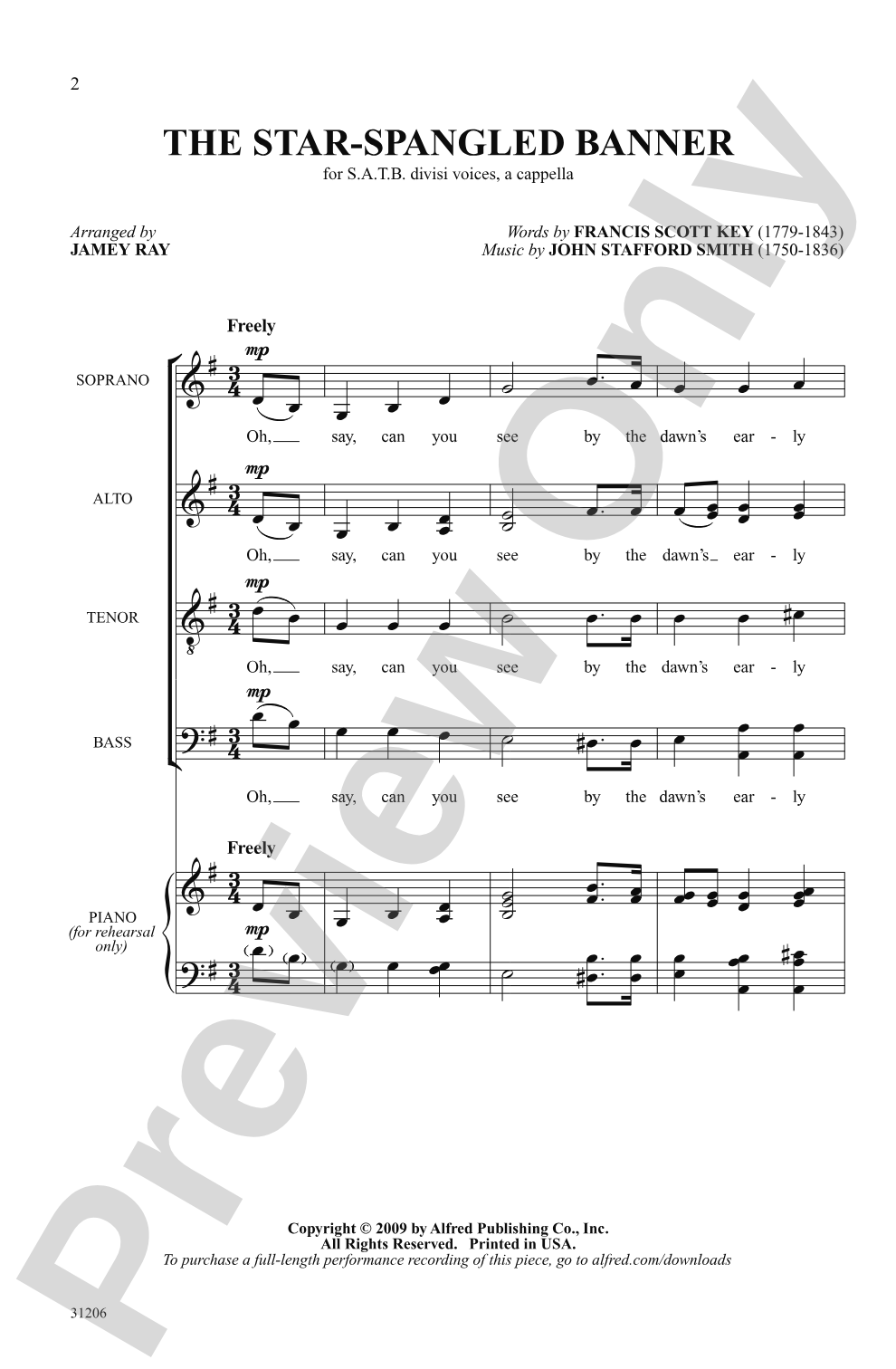 The Star-Spangled Banner: SATB, <i>a cappella</i> Choral Octavo