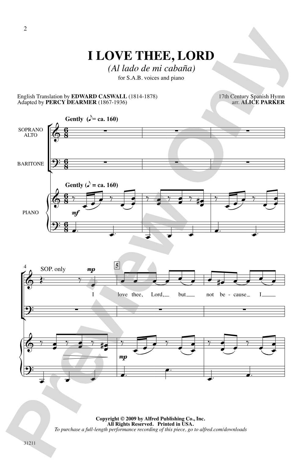 I Love Thee, Lord: SAB Choral Octavo