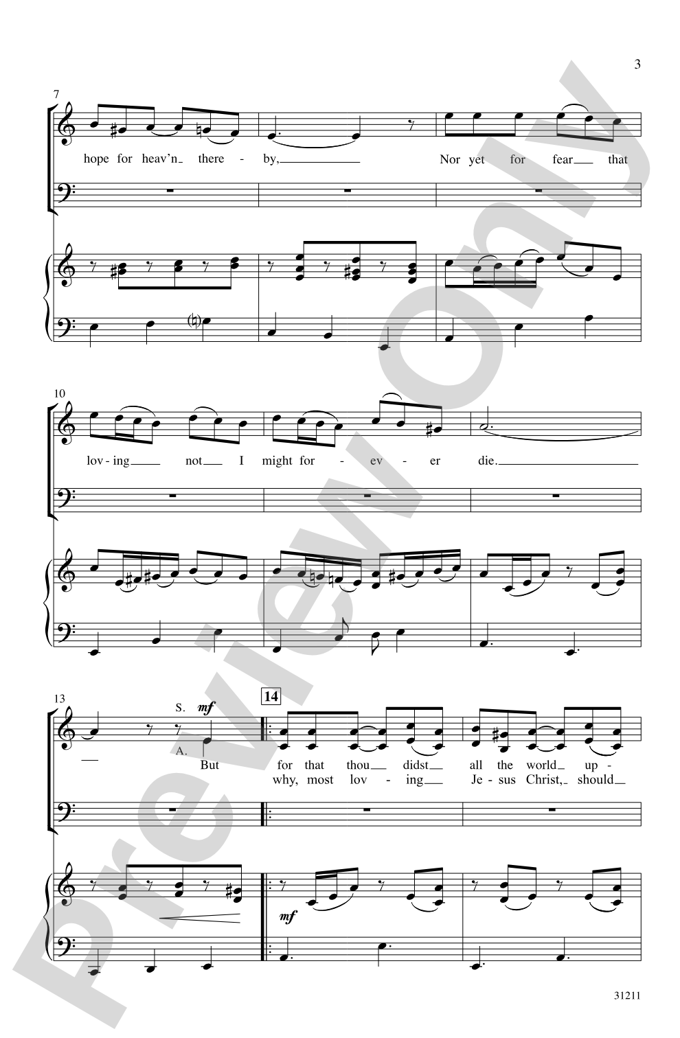 I Love Thee, Lord: SAB Choral Octavo