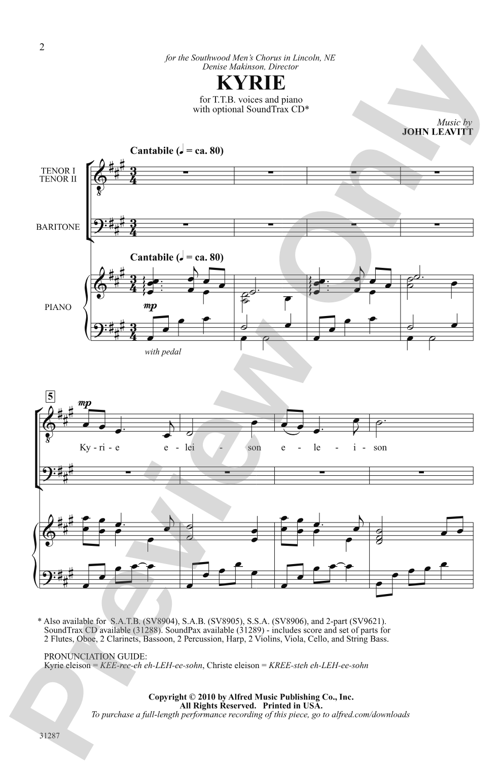 Kyrie: TTB Choral Octavo