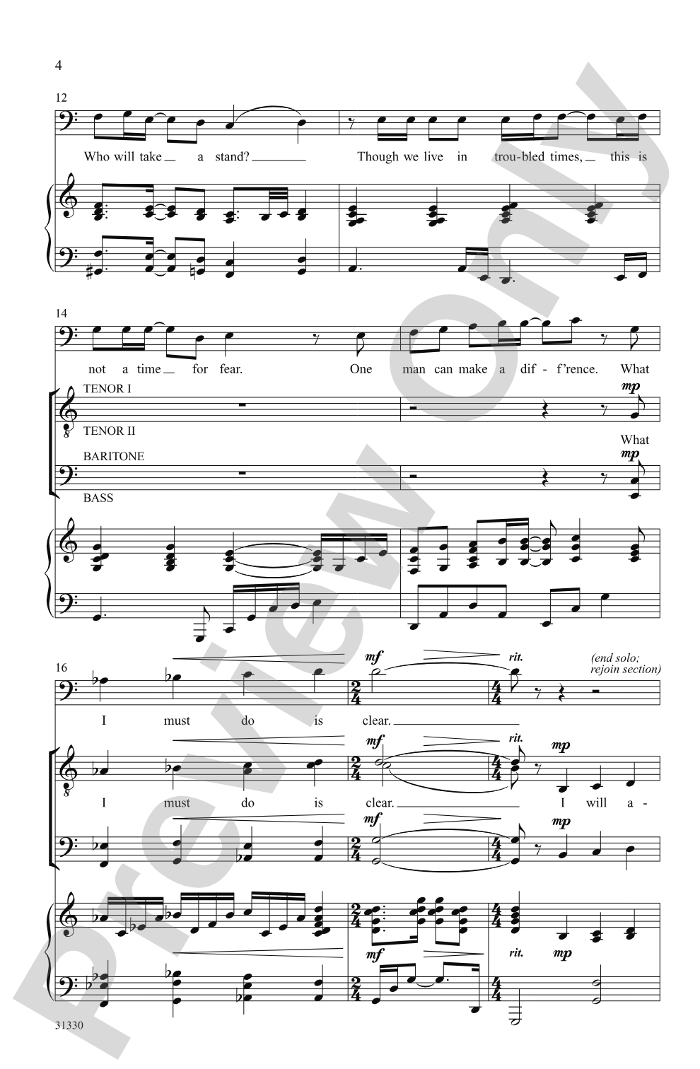 I Am That Man: TTBB Choral Octavo