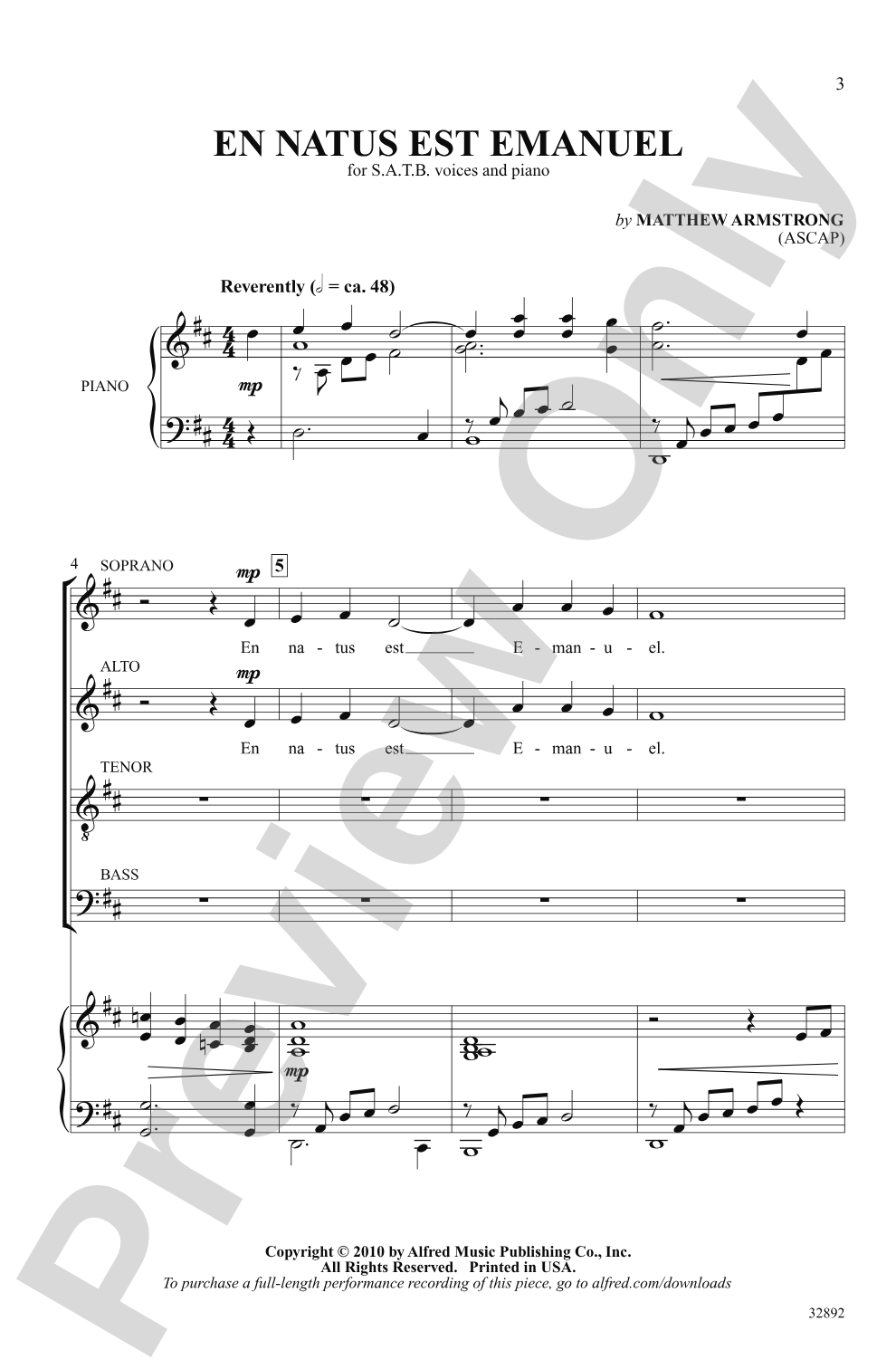 En Natus Est Emanuel: SATB Choral Octavo