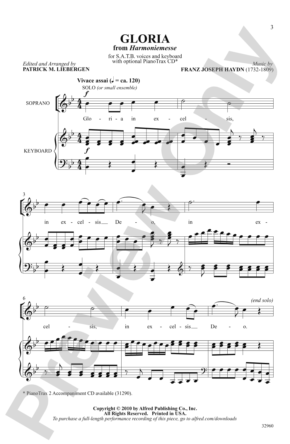 Gloria (from <i>Harmoniemesse</i>): SATB Choral Octavo