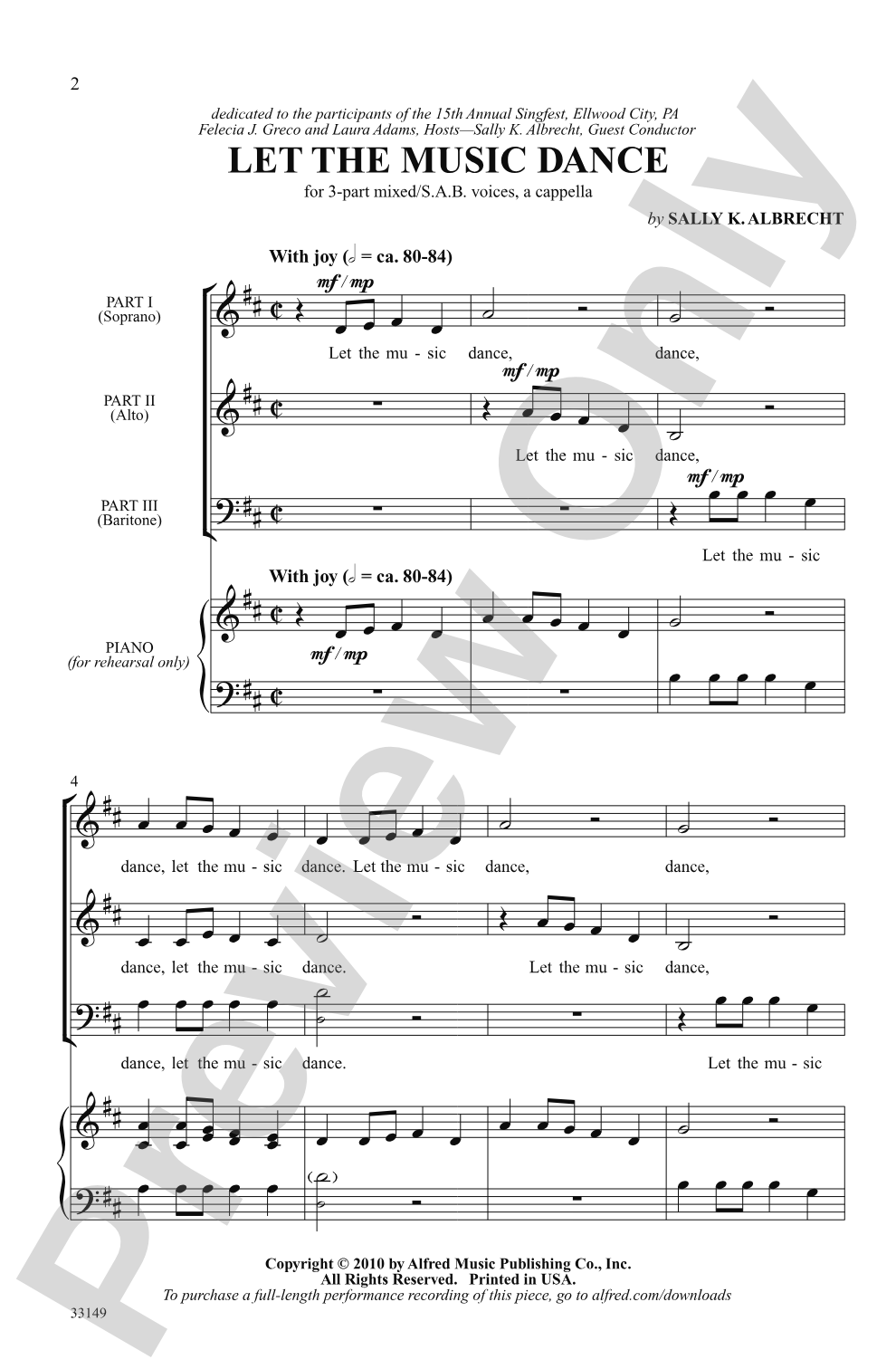 Let the Music Dance: 3-Part Mixed / SAB, a cappella Choral Octavo