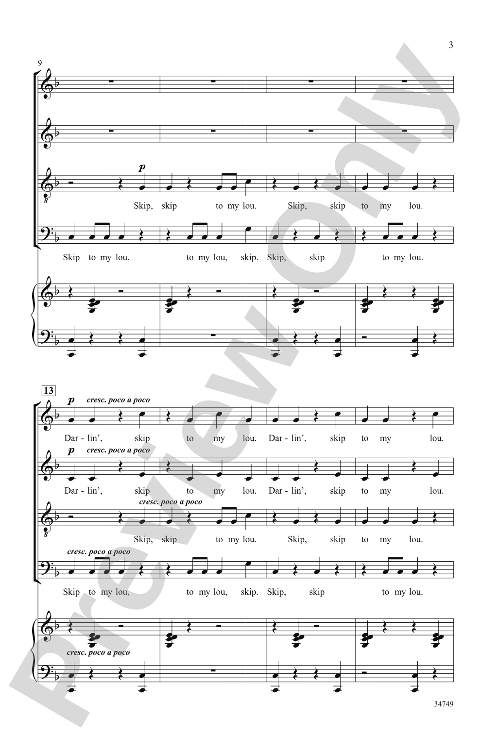Skip to My Lou: SATB Choral Octavo