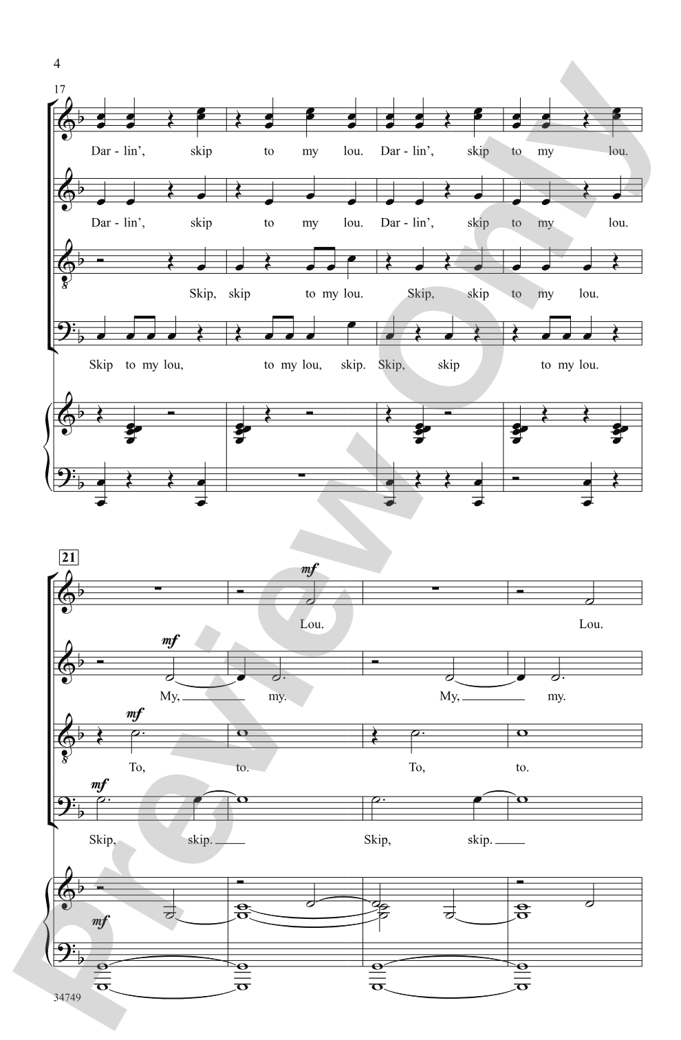Skip to My Lou: SATB Choral Octavo