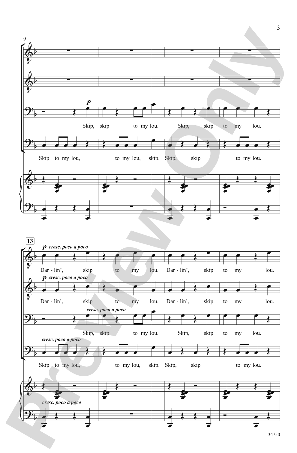 Skip to My Lou: TTBB Choral Octavo