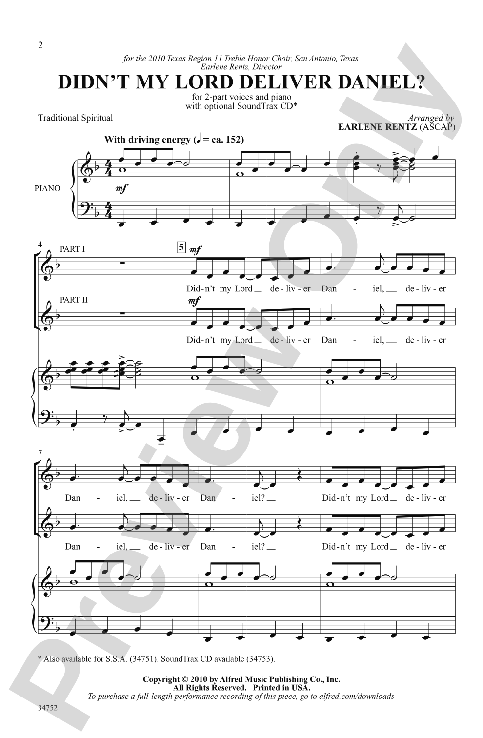 Didn't My Lord Deliver Daniel?: 2-Part Choral Octavo