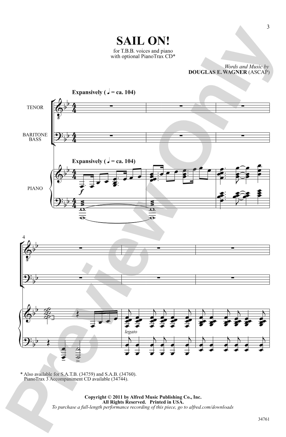 Sail On!: TBB, <I>a cappella</I> Choral Octavo