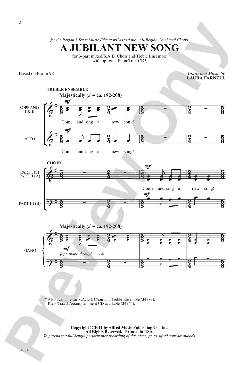 A Jubilant New Song: 3-Part Mixed/SAB Choral Octavo