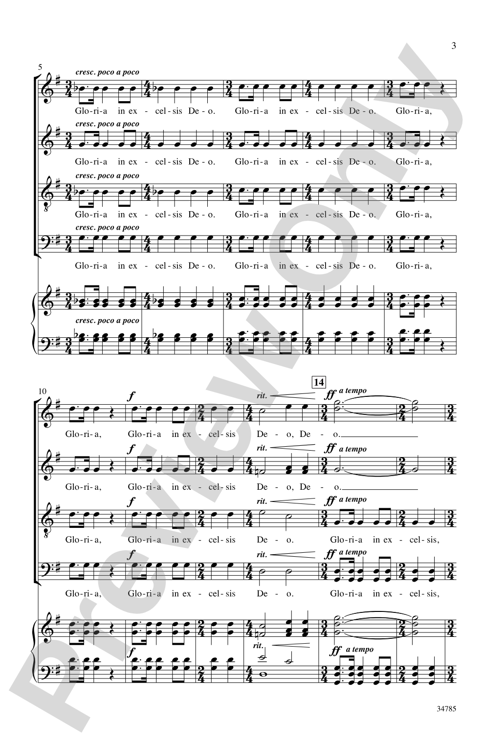 Gloria in Excelsis Deo: SATB, <i>a cappella</i> Choral Octavo