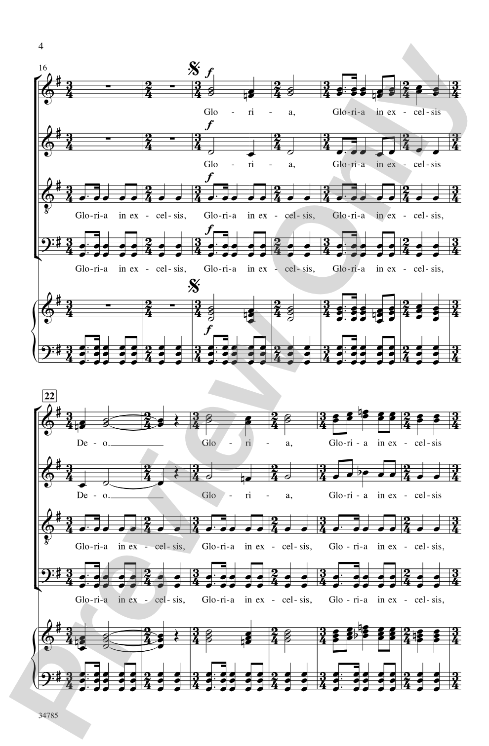 Gloria in Excelsis Deo: SATB, <i>a cappella</i> Choral Octavo