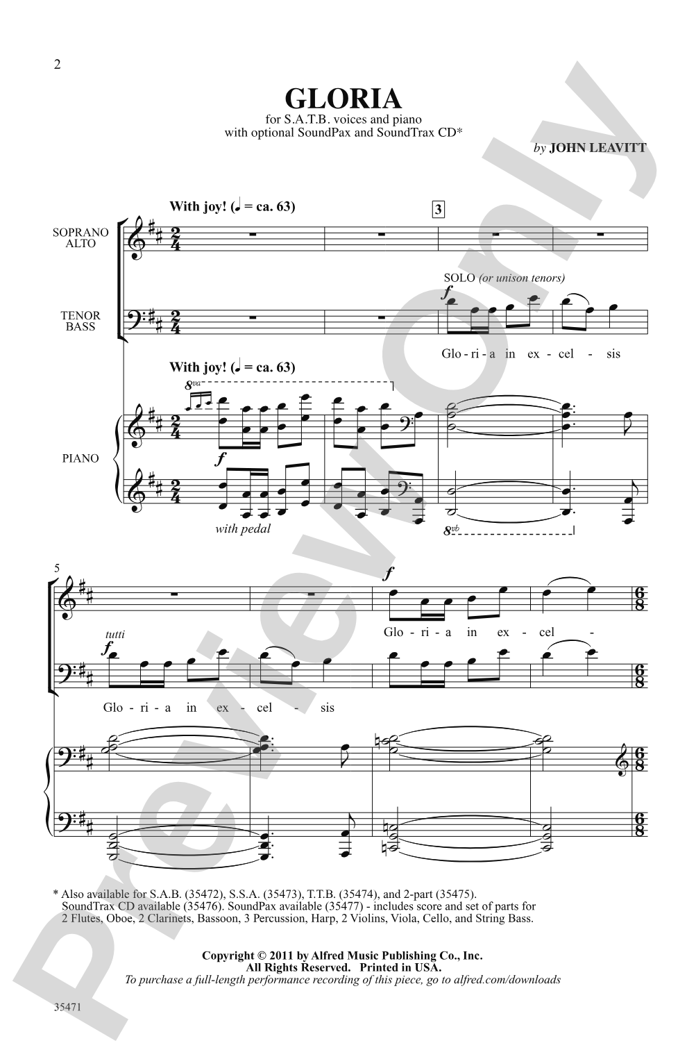 Gloria: SATB Choral Octavo