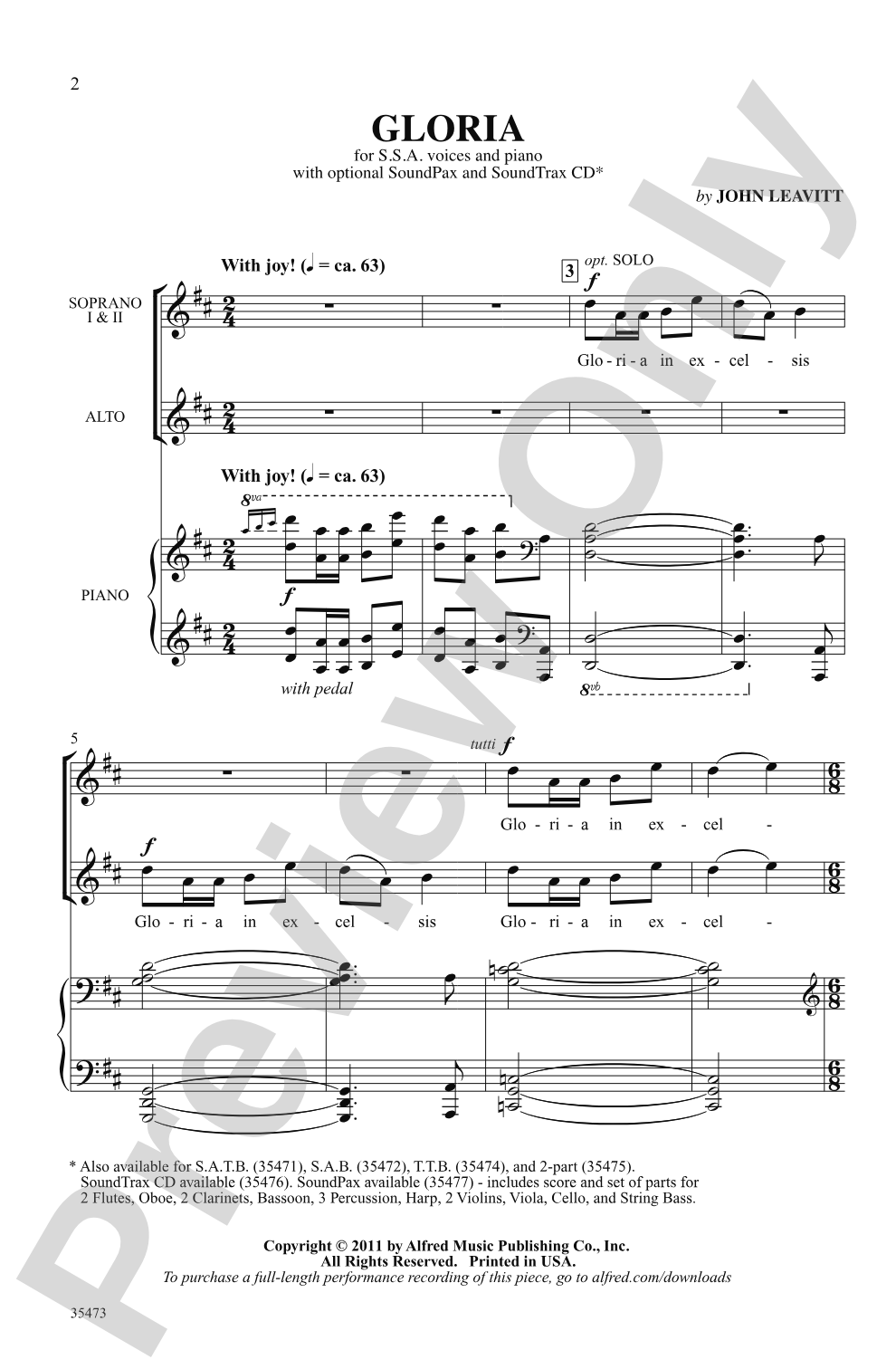 Gloria: SSA Choral Octavo
