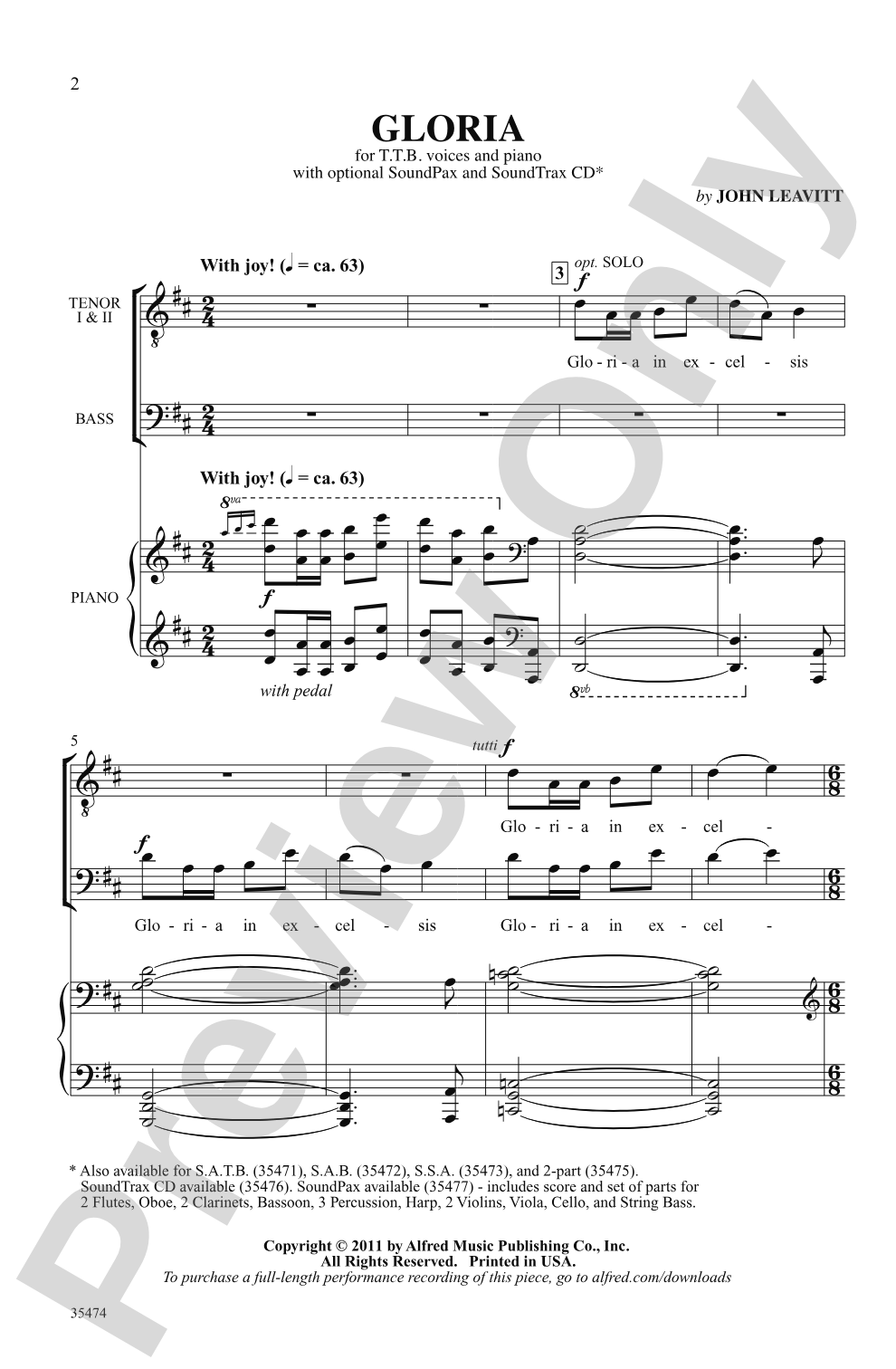 Gloria: TTB Choral Octavo
