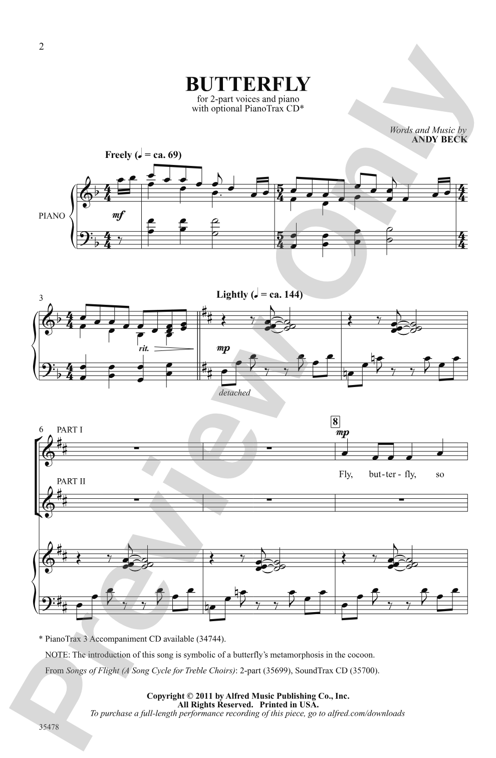 Butterfly: 2-Part Choral Octavo