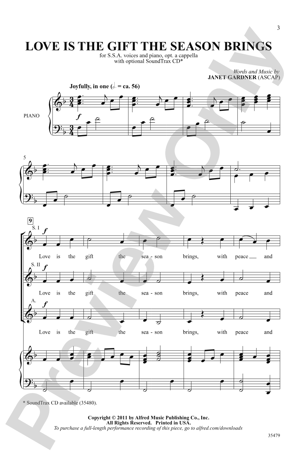 Love Is the Gift the Season Brings: SSA Choral Octavo