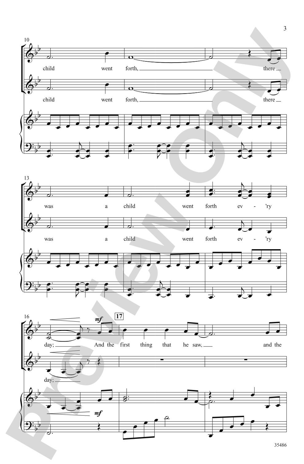 There Was a Child Went Forth: SSA Choral Octavo