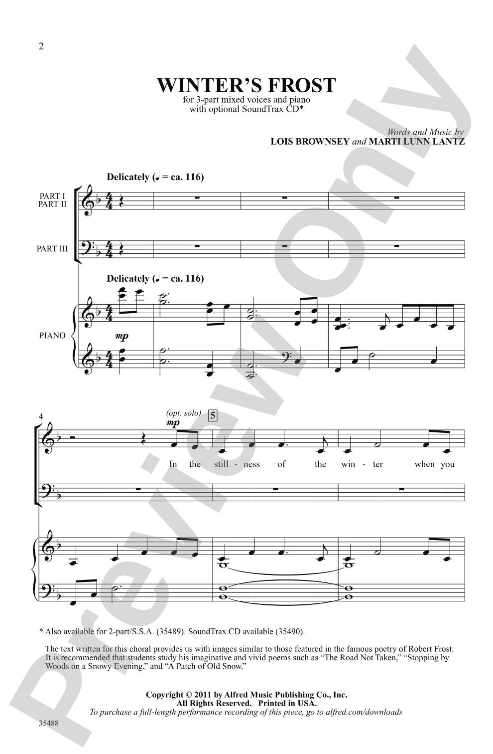 Winter's Frost: 3-Part Mixed Choral Octavo